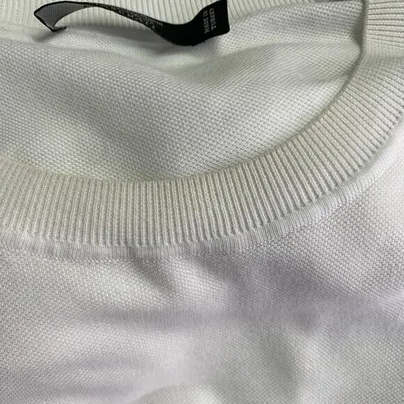 ERMENEGILDO ZEGNA Size XXXL White Brown Logo Cotton Pique Crew Neck T-shirt